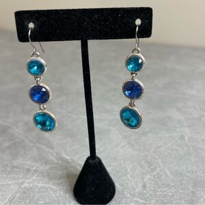 Elegant Blue and Silver Dangle Earrings
